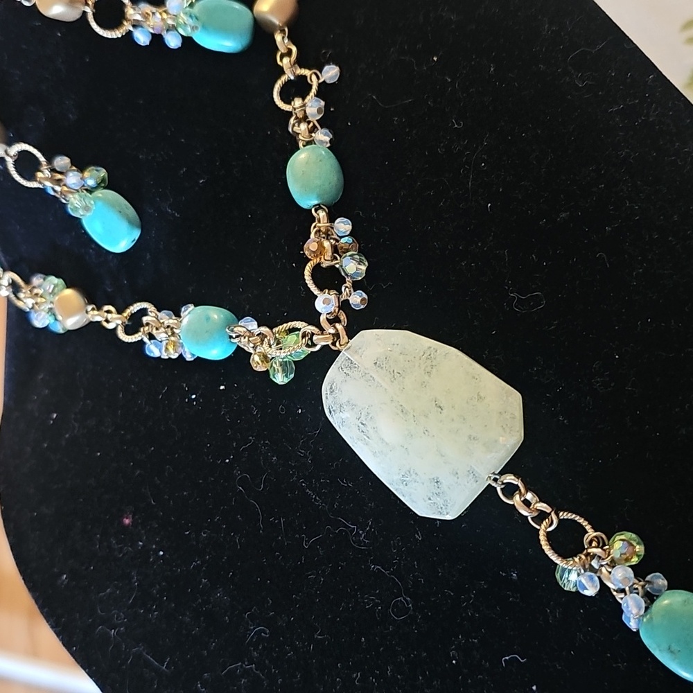 New Amazonite And Real Jade Crystal Necklace Set